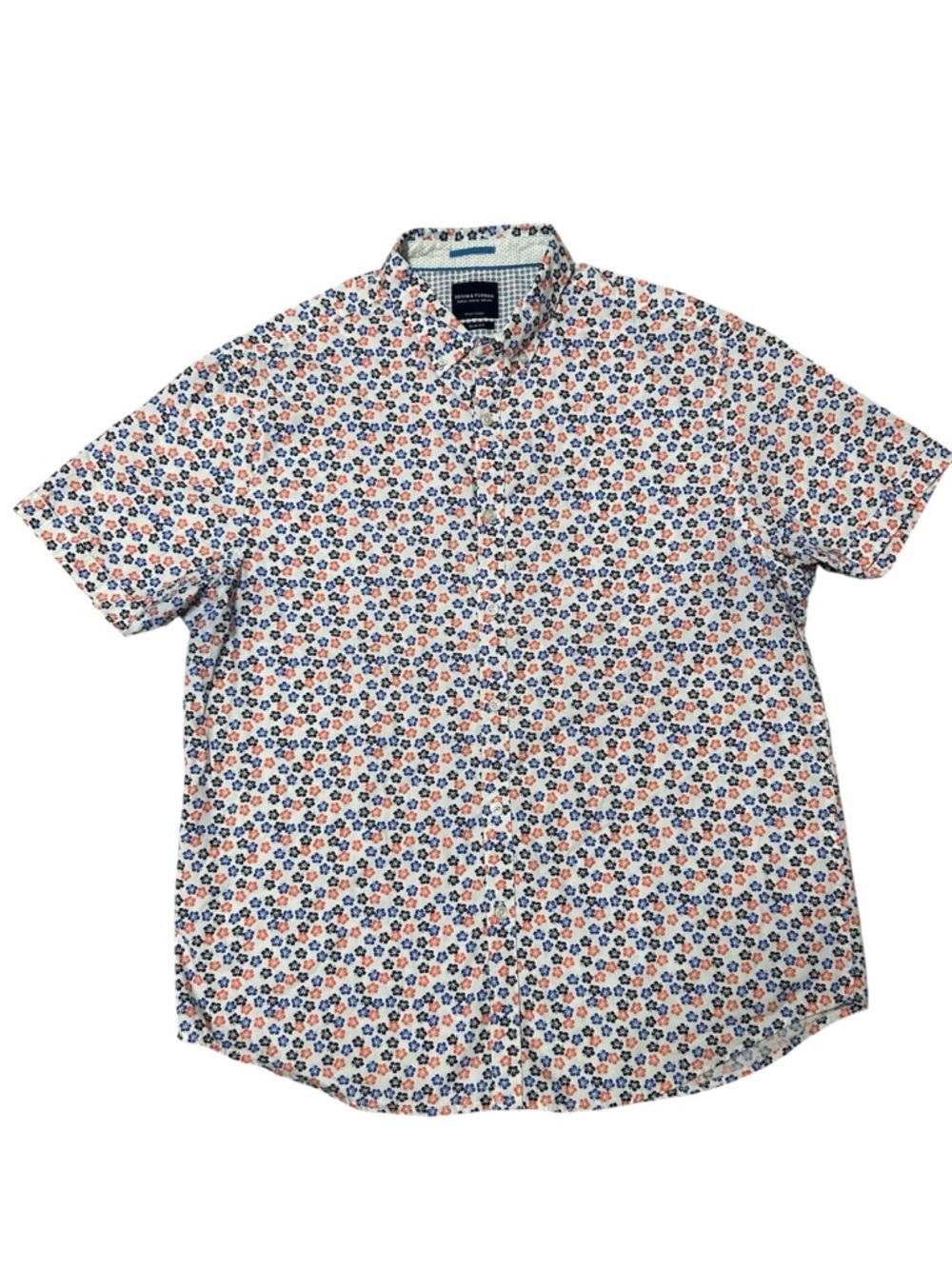 Denim & Flower Short-Sleeve Floral Button-Down Shirt Men’s XL Slim Fit